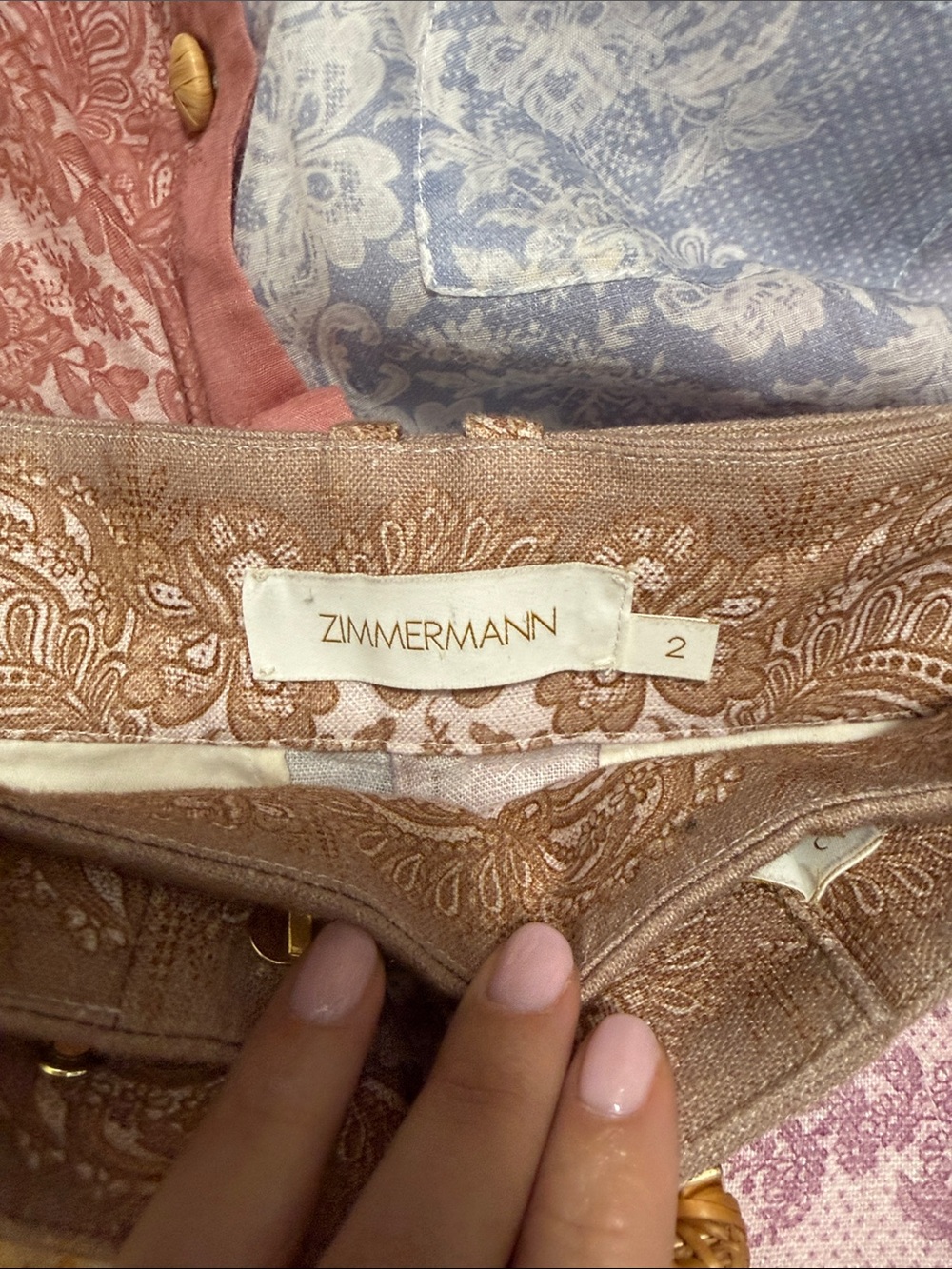Zimmermann Multicolor Toile Print Shirt and Short Set with Bamboo Buckle - Picture 2 of 8